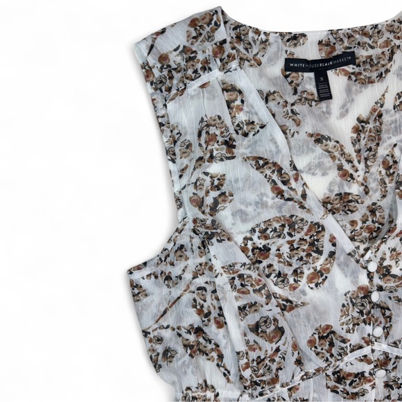 White House Black Market Brown and White Floral Sleeveless Midi Dress - Picture 4 of 7